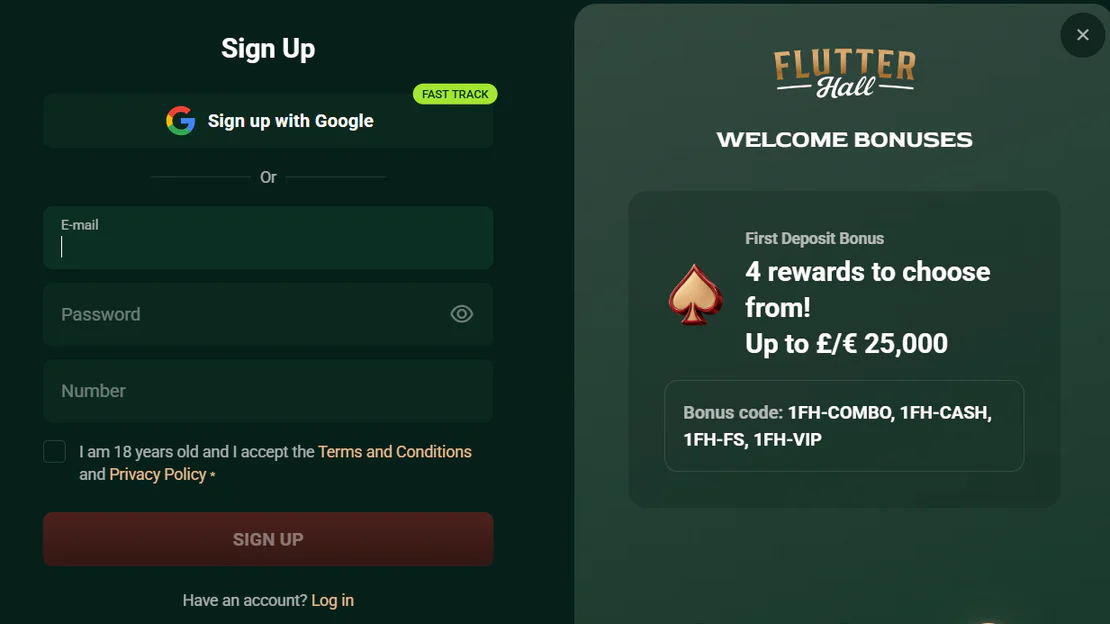flutterhall casino registration